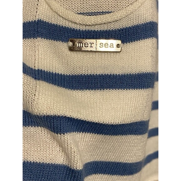 mer sea MERSEA Catalina Sweater Shirt Top One Size Stripes French Blue White GUC - Picture 3 of 16